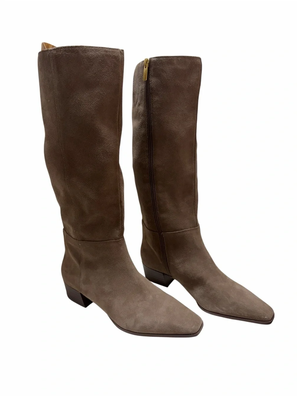 Vince Camuto Genuine Suede Knee High Boots Taupe Pointed Toe Sz 9 NWT NWOB